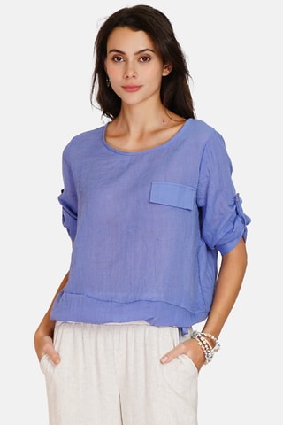 Top en lin - Bleu