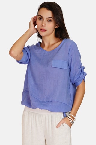 Top en lin - Bleu