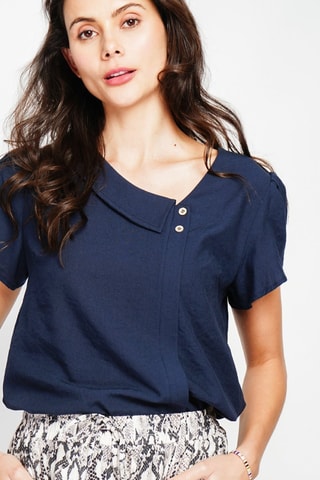 Top en lin - Bleu marine