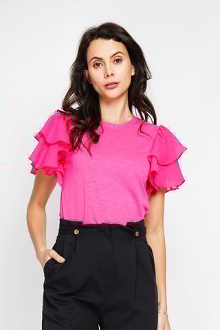 Top en lin - Fuchsia chiné