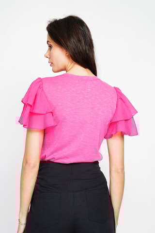 Top en lin - Fuchsia chiné