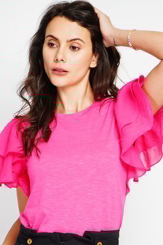 Top en lin - Fuchsia chiné