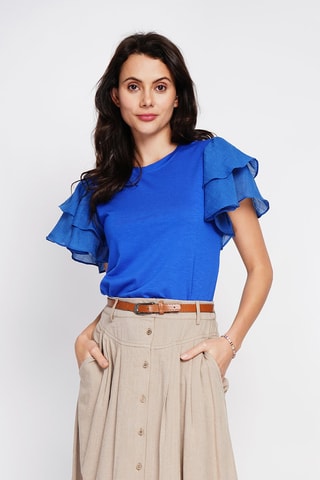Top en lin - Bleu roi