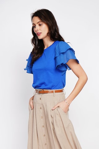 Top en lin - Bleu roi