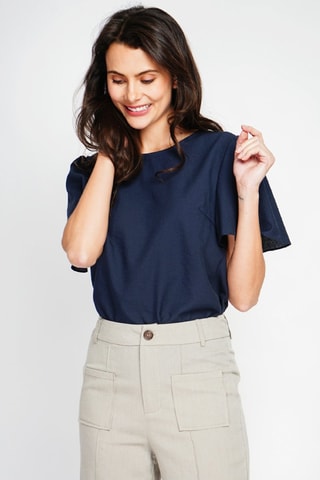 Top en lin - Bleu marine