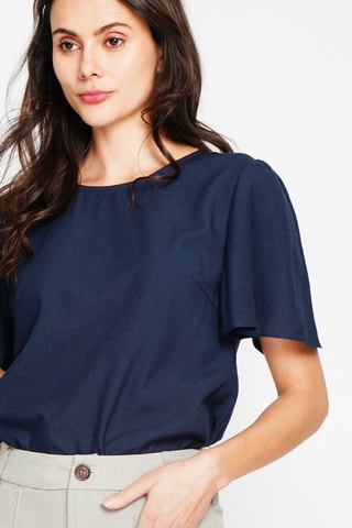 Top en lin - Bleu marine