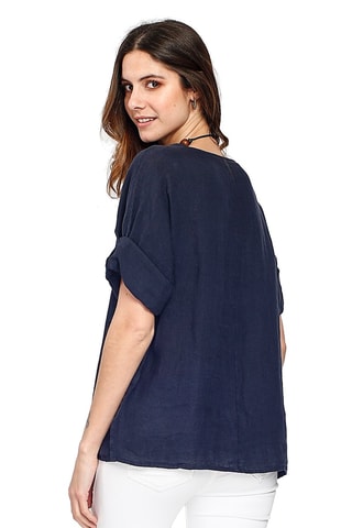 Top en lin - Bleu marine