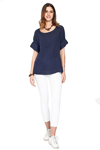 Top en lin - Bleu marine