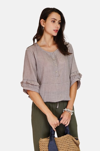 Top en lin 
Gris