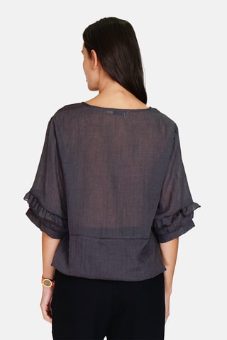 Top en lin Noir