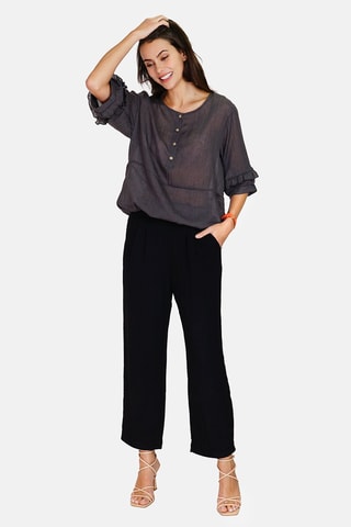 Top en lin Noir