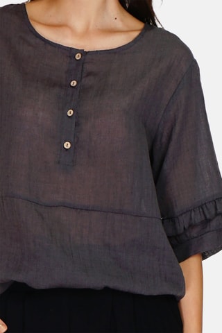 Top en lin Noir