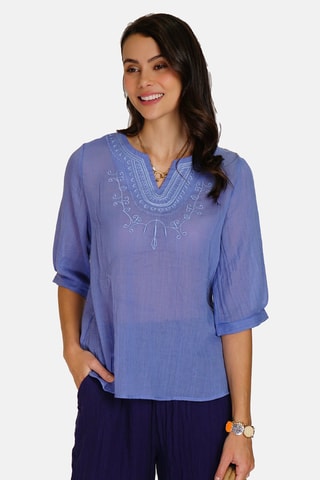 Top en lin 
Bleu