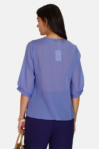 Top en lin 
Bleu