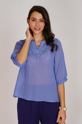 Top en lin 
Bleu