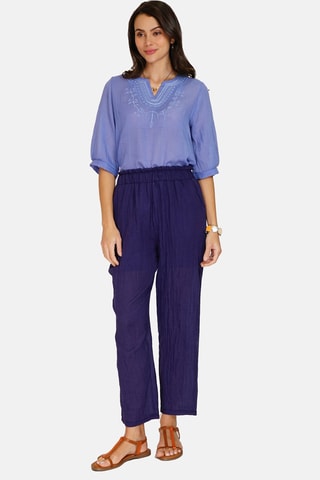 Top en lin 
Bleu