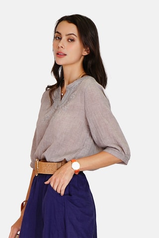 Top en lin 
Gris