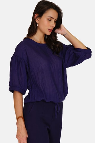 Top en lin 
Bleu