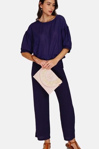 Top en lin 
Bleu