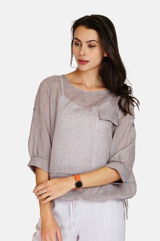 Top en lin 
Gris