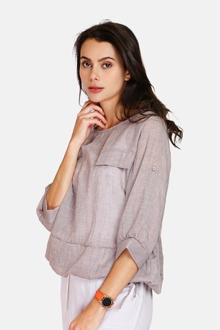 Top en lin 
Gris