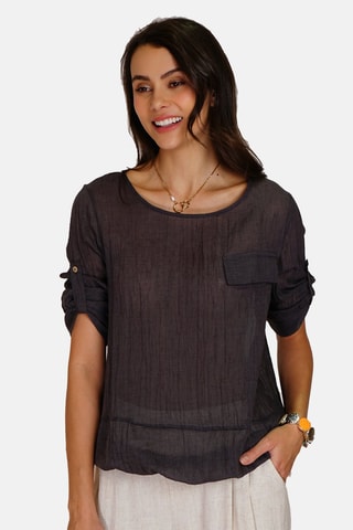 Top en lin Noir