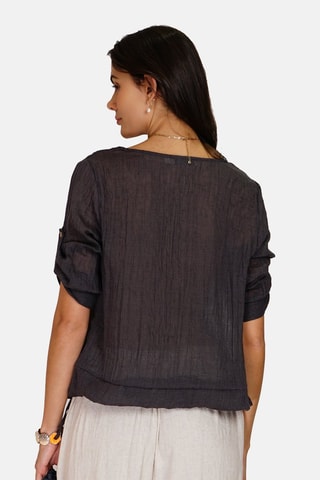 Top en lin Noir