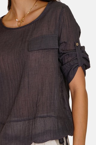 Top en lin Noir