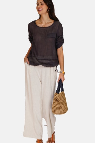 Top en lin Noir