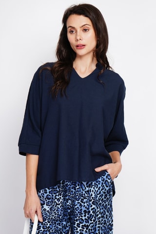 Top en lin - Bleu marine