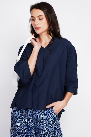 Top en lin - Bleu marine
