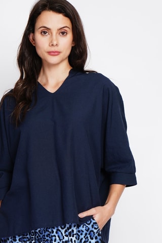 Top en lin - Bleu marine