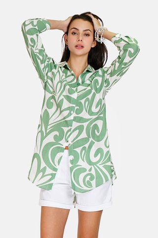 Robe chemise en lin - Vert