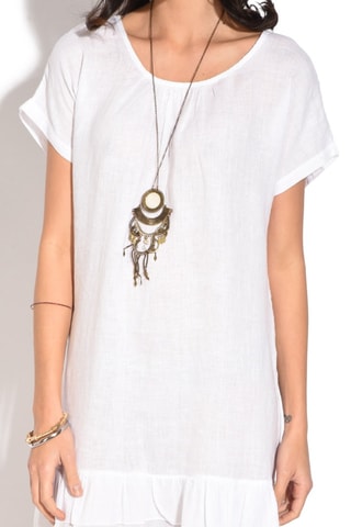 Robe courte en lin - Blanc