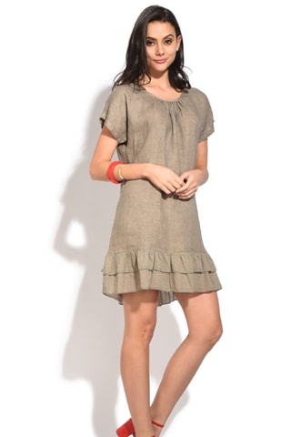 Robe courte en lin - Beige