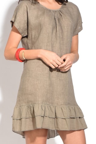Robe courte en lin - Beige
