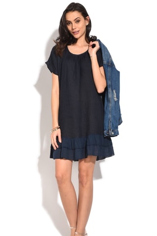 Robe courte en lin - Bleu marine