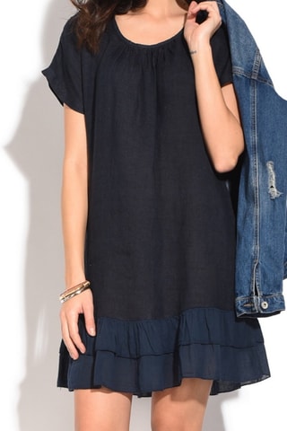 Robe courte en lin - Bleu marine