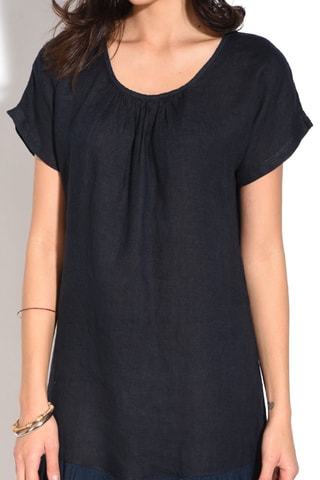 Robe courte en lin - Bleu marine