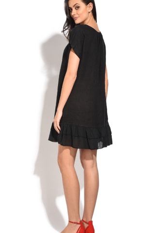 Robe courte en lin - Noir