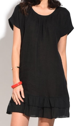 Robe courte en lin - Noir