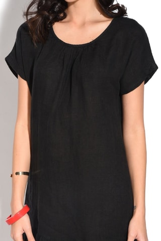 Robe courte en lin - Noir