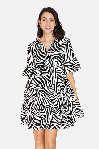 Robe volantée en lin 
Blanc