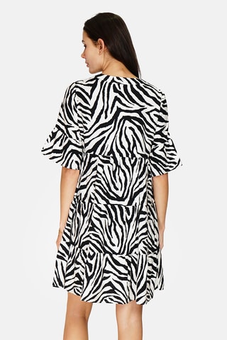 Robe volantée en lin 
Blanc