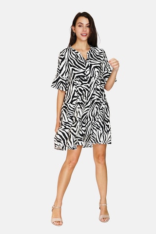 Robe volantée en lin 
Blanc