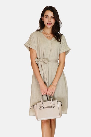 Robe trapèze en lin 
Beige