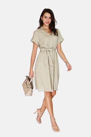 Robe trapèze en lin 
Beige