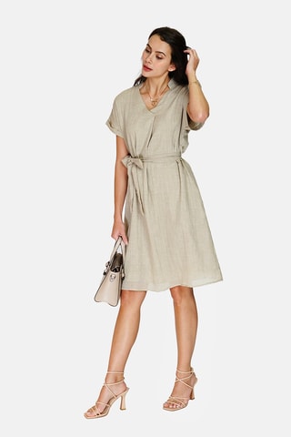 Robe trapèze en lin 
Beige