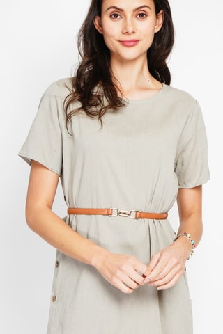 Robe courte en lin - Beige