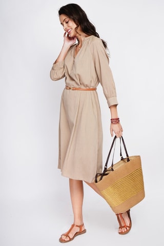 Robe longue en lin - Camel